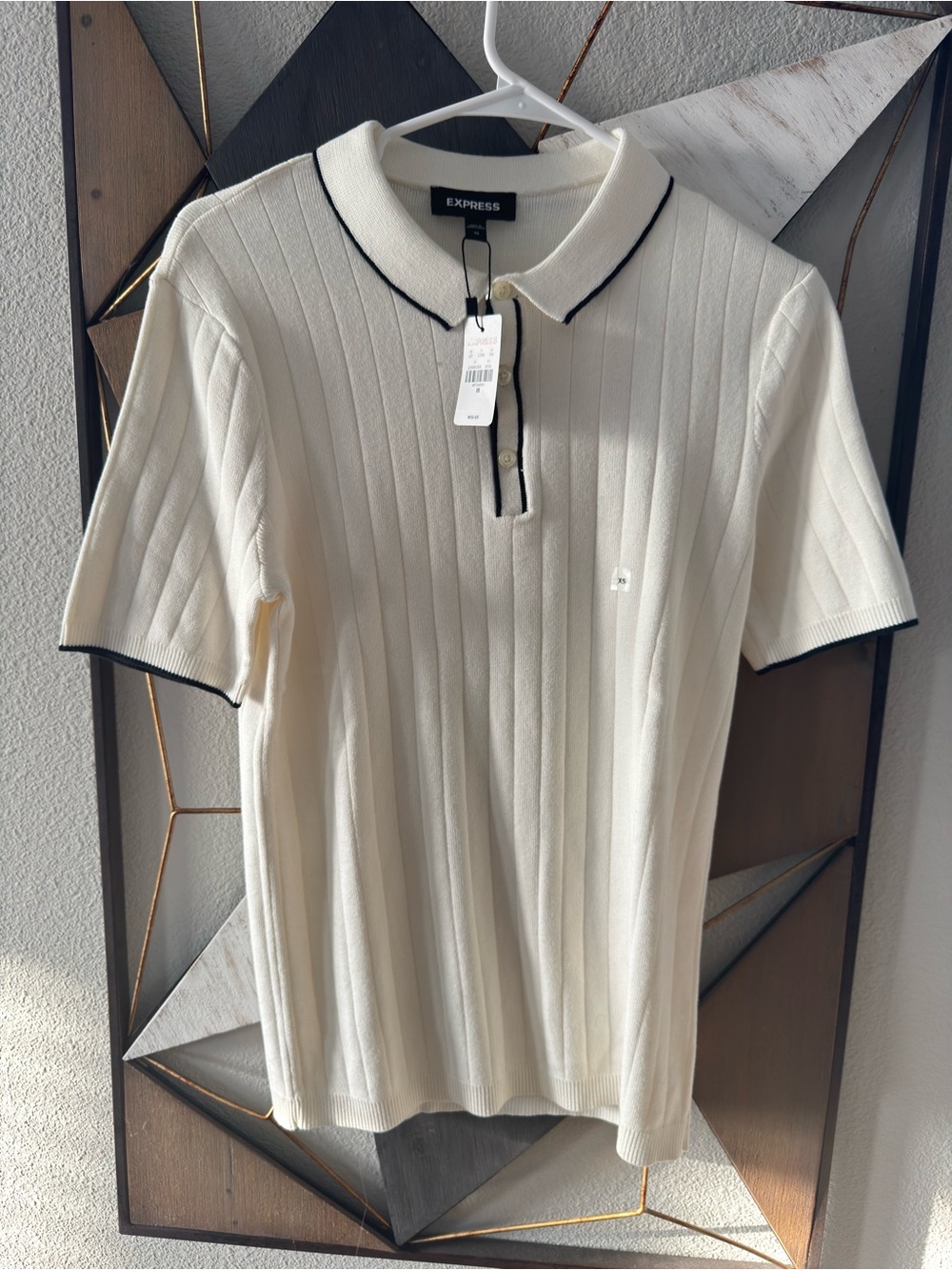 Express Cream Polo with Black Contrast Piping